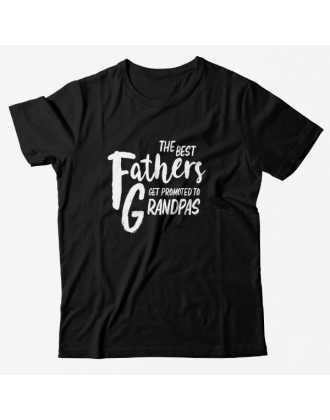Футболка в подарок для дедушки с надписью "The best fathers get promoted to grandpas"
